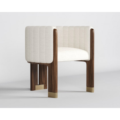 HMR Boucle Fluted Upholstered Accent Chair with Wood Frame (Set of 4) - White