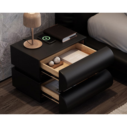 HMR Humply Makeup Vanity Set - Black, With Nightstand, 2 Drawers