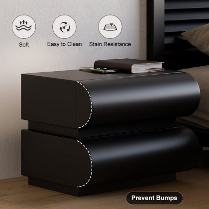 HMR Humply Makeup Vanity Set - Black, With Nightstand, 2 Drawers