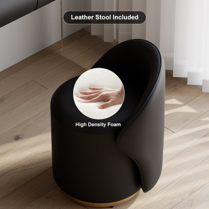 HMR Humply Makeup Vanity Set - Black, With Nightstand, 2 Drawers
