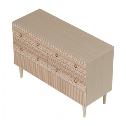 HMR - 47"W Boho Accent Dresser & Chest 6 Drawer Storage Cabinet