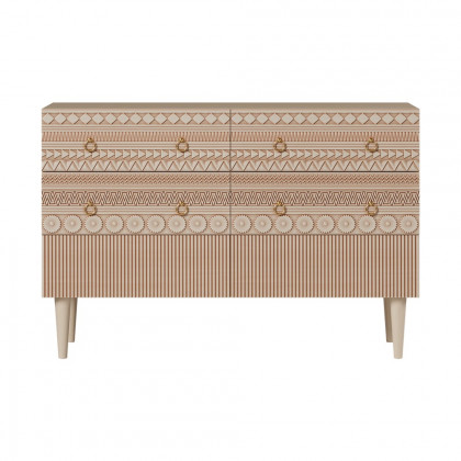 HMR - 47"W Boho Accent Dresser & Chest 6 Drawer Storage Cabinet
