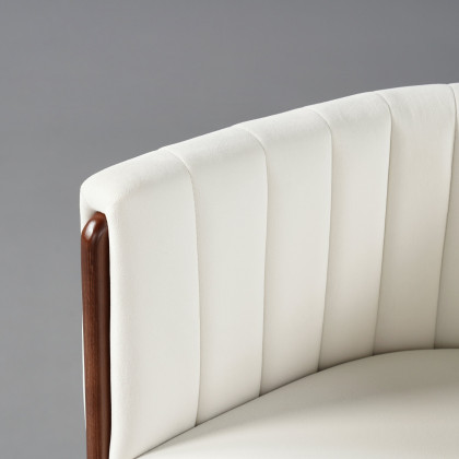 HMR Velvet Fluted Upholstered Accent Chair with Wood Frame - Beige
