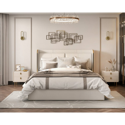 HMR Modern 2-Drawer Nightstand (Set of 2) - White, Leather