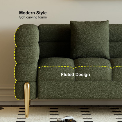 HMR - Aurora 79" Fluted Sofa with Gold Legs & Pillows