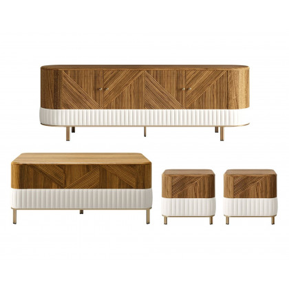HMR - Wovent Walnut & Leather Living Room Set