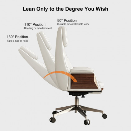 HMR Modern White Computer Desk & Leather Office Desk Chair Set High Back Adjustable - White, 70.9"L x 27.6"W x 29.5"H