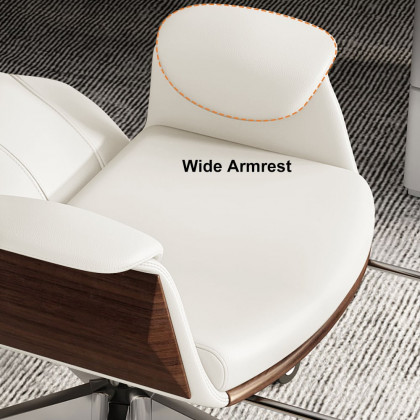 HMR Modern White Computer Desk & Leather Office Desk Chair Set High Back Adjustable - White, 70.9"L x 27.6"W x 29.5"H