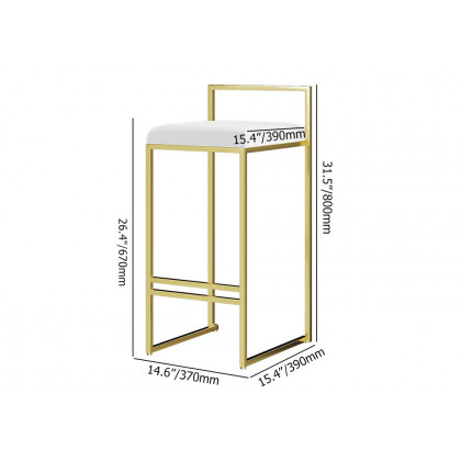 HMR Modern Counter Stools with Velvet Upholstery (Set of 2) - White/Gold
