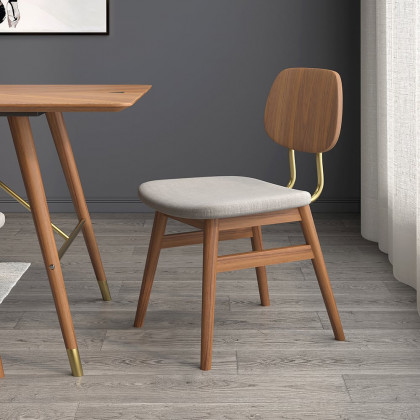 HMR - Capet Series Set of 2 Mid-Century Dining Chairs with Upholstery Gray