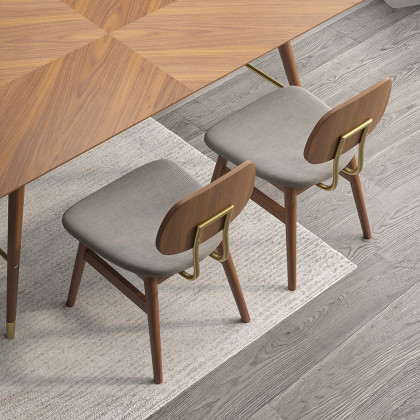 HMR - Capet Series Set of 2 Mid-Century Dining Chairs with Upholstery Gray