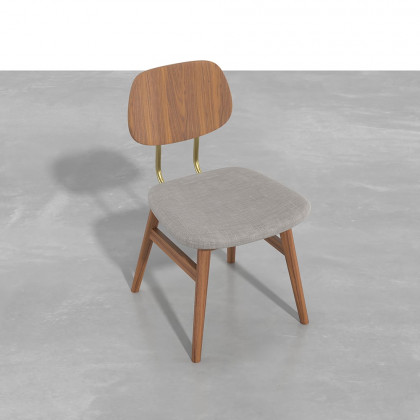 HMR - Capet Series Set of 2 Mid-Century Dining Chairs with Upholstery Gray