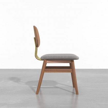HMR - Capet Series Set of 2 Mid-Century Dining Chairs with Upholstery Gray