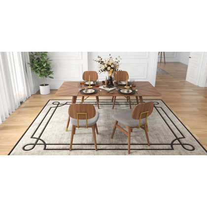 HMR - Capet Series Set of 2 Mid-Century Dining Chairs with Upholstery Gray