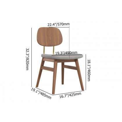 HMR - Capet Series Set of 2 Mid-Century Dining Chairs with Upholstery Gray