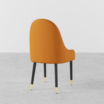 HMR Darg Series Modern PU Leather Upholstery Dining Chairs - White/Orange, Set of 4