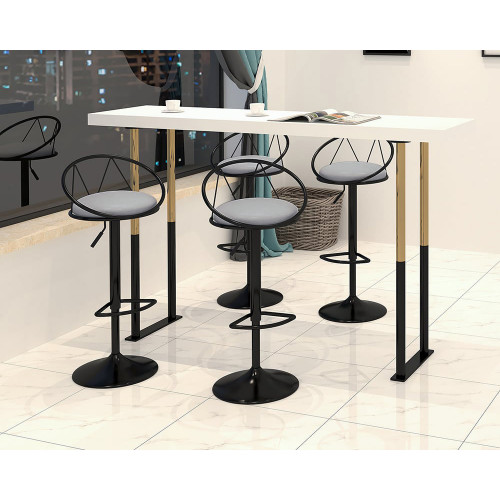HMR Modern Adjustable Swivel PU Leather Upholstered Counter Stools with (Set of 2) - Gray