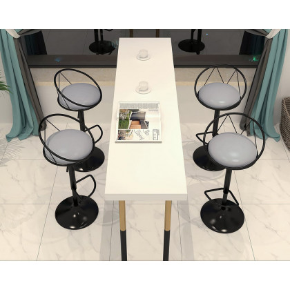 HMR Modern Adjustable Swivel PU Leather Upholstered Counter Stools with (Set of 2) - Gray