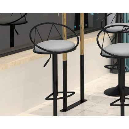 HMR Modern Adjustable Swivel PU Leather Upholstered Counter Stools with (Set of 2) - Gray