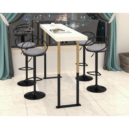 HMR Modern Adjustable Swivel PU Leather Upholstered Counter Stools with (Set of 2) - Gray