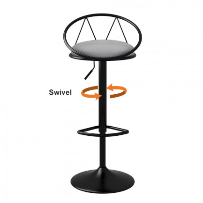 HMR Modern Adjustable Swivel PU Leather Upholstered Counter Stools with (Set of 2) - Gray