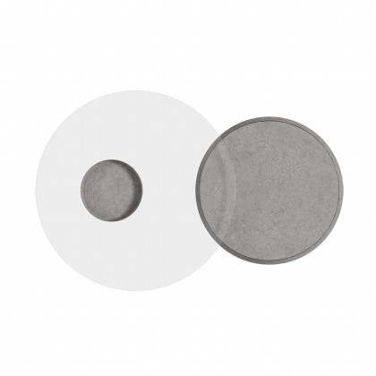 HMR - Set of 2 Round Nesting Coffee Table Set Glass Modern Concrete Gray Drum Coffee Table