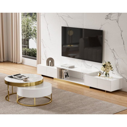 HMR - Mordelle Glossy Extendable TV Stand & Coffee Table Set