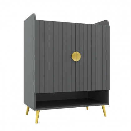 HMR Yellar Nordic Entryway Shoe Cabinet with Doors & Open Shelves - Gray, 31.5" (5 Shelves)