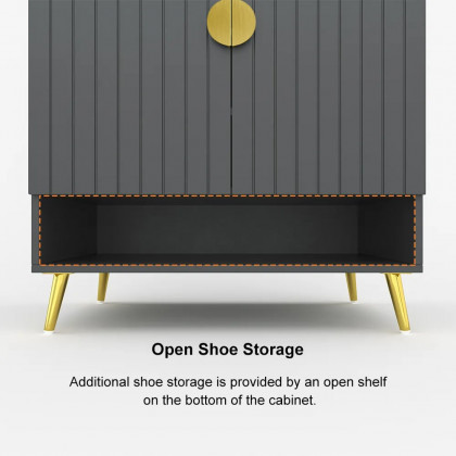 HMR Yellar Nordic Entryway Shoe Cabinet with Doors & Open Shelves - Gray, 31.5" (5 Shelves)