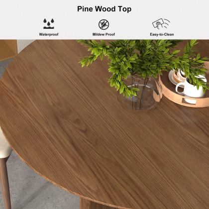 HMR Modern Wood Round Dining Table - Walnut, 53.1" (Seats 4-6 People)