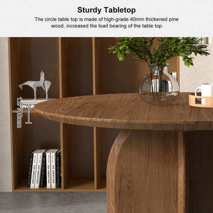 HMR Modern Wood Round Dining Table - Walnut, 53.1" (Seats 4-6 People)