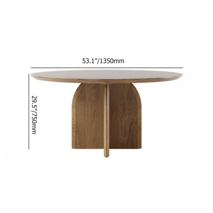 HMR Modern Wood Round Dining Table - Walnut, 53.1" (Seats 4-6 People)