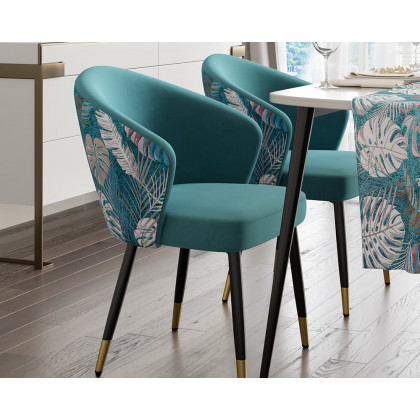 HMR Modern Dining Chairs with Velvet Upholstery - Greenish Blue, 8-Pieces