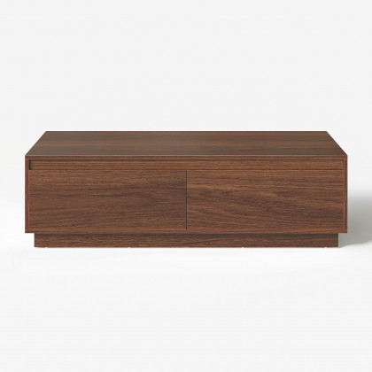 HMR - 47" Mid Century Rectangular Walnut Block Coffee Table
