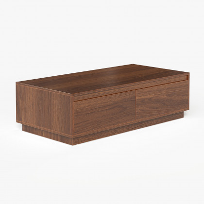 HMR - 47" Mid Century Rectangular Walnut Block Coffee Table