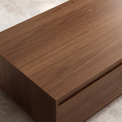 HMR - 47" Mid Century Rectangular Walnut Block Coffee Table
