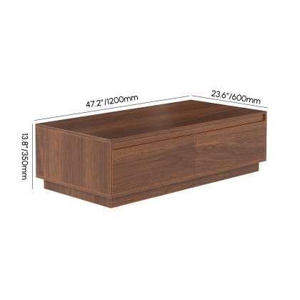 HMR - 47" Mid Century Rectangular Walnut Block Coffee Table