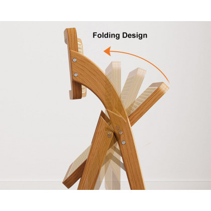 HMR Japandi Folding Solid Wood Natural Dining Chairs - Walnut, 2-Pieces