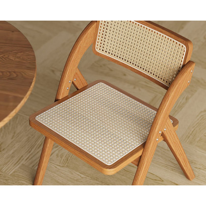 HMR Japandi Folding Solid Wood Natural Dining Chairs - Walnut, 2-Pieces