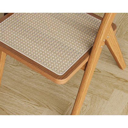 HMR Japandi Folding Solid Wood Natural Dining Chairs - Walnut, 2-Pieces
