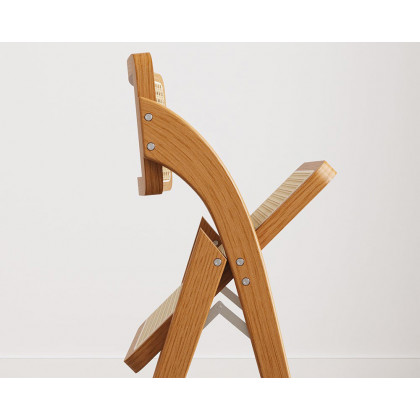 HMR Japandi Folding Solid Wood Natural Dining Chairs - Walnut, 2-Pieces