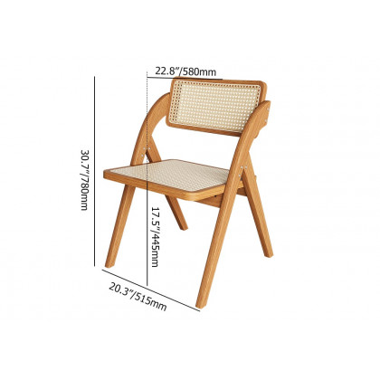 HMR Japandi Folding Solid Wood Natural Dining Chairs - Walnut, 2-Pieces