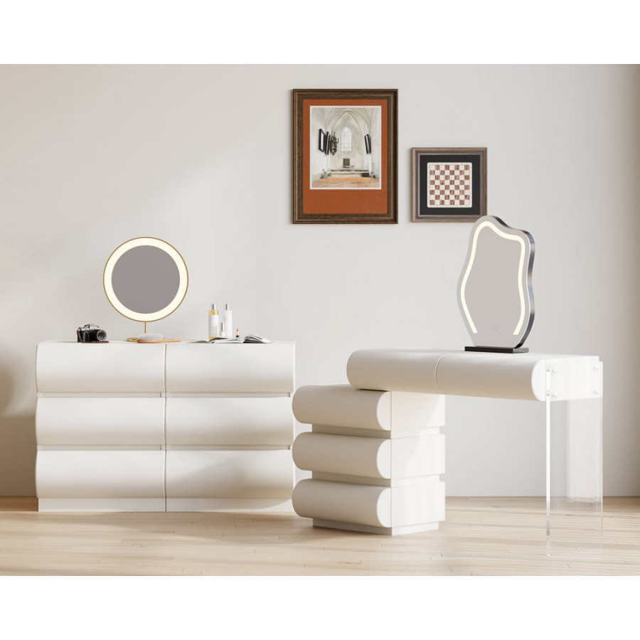 HMR Humply Makeup Vanity Set - White, With Cabinet, 6 Drawers