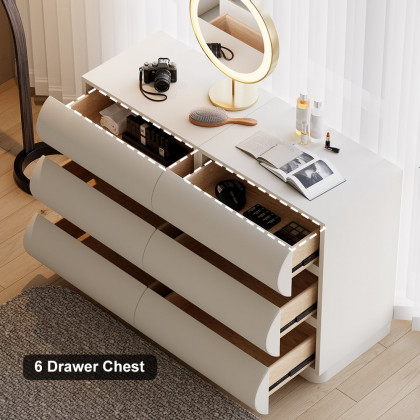 HMR Humply Makeup Vanity Set - White, With Cabinet, 6 Drawers