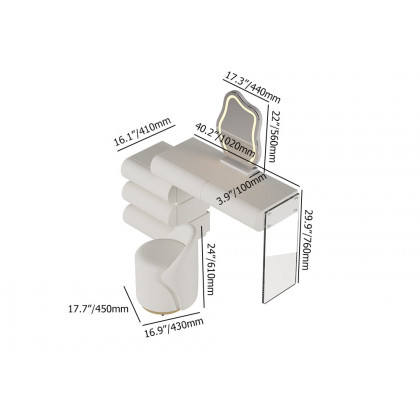 HMR Humply Makeup Vanity Set - White, With Cabinet, 6 Drawers