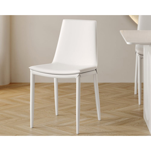 HMR Modern Dining Chairs with Faux Saddle Leather Upholstery (Set of 2) - White