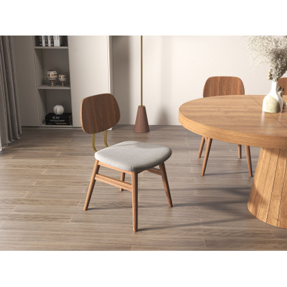 HMR 39"-55" Japandi Style Oval & Round Extendable Wood Dining Table (Seats 4-6 People) - Walnut