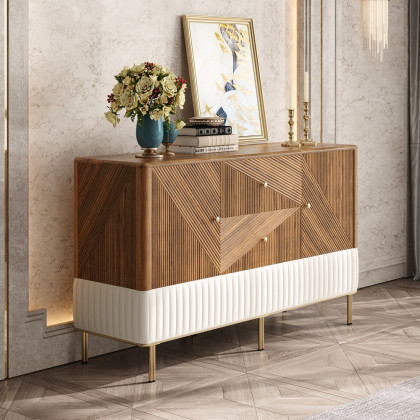 HMR - Wovent 60" Mid-Century Modern Walnut Sideboard Wood Kitchen Buffet with Storage