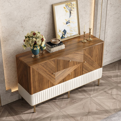 HMR - Wovent 60" Mid-Century Modern Walnut Sideboard Wood Kitchen Buffet with Storage