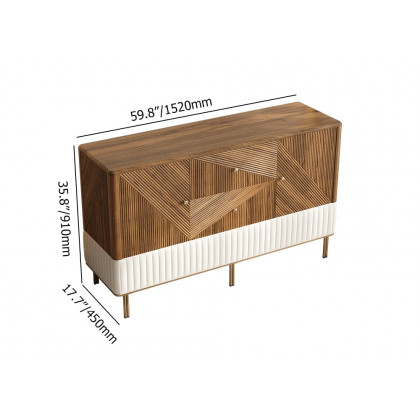 HMR - Wovent 60" Mid-Century Modern Walnut Sideboard Wood Kitchen Buffet with Storage